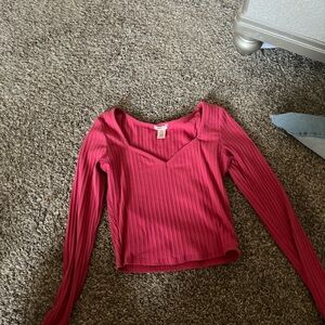 Women's Long Sleeve cropped top- Pink